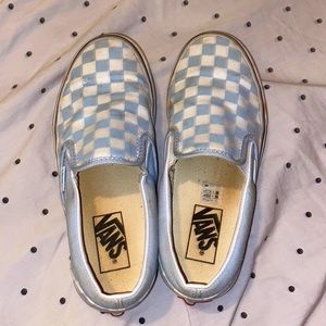 Vans- Checkered sky blue and white low top